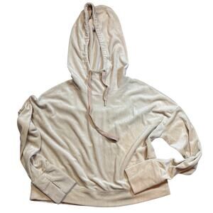 Offline by Aerie Beige Velour Hooded Cropped Sweatshirt size S